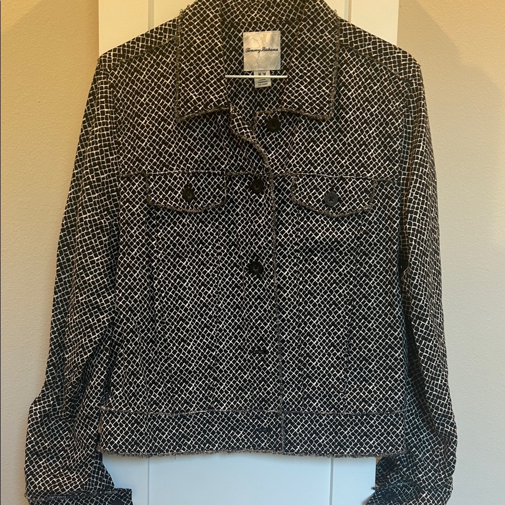 Tommy Bahama Black and White Button Down Jacket LINEN